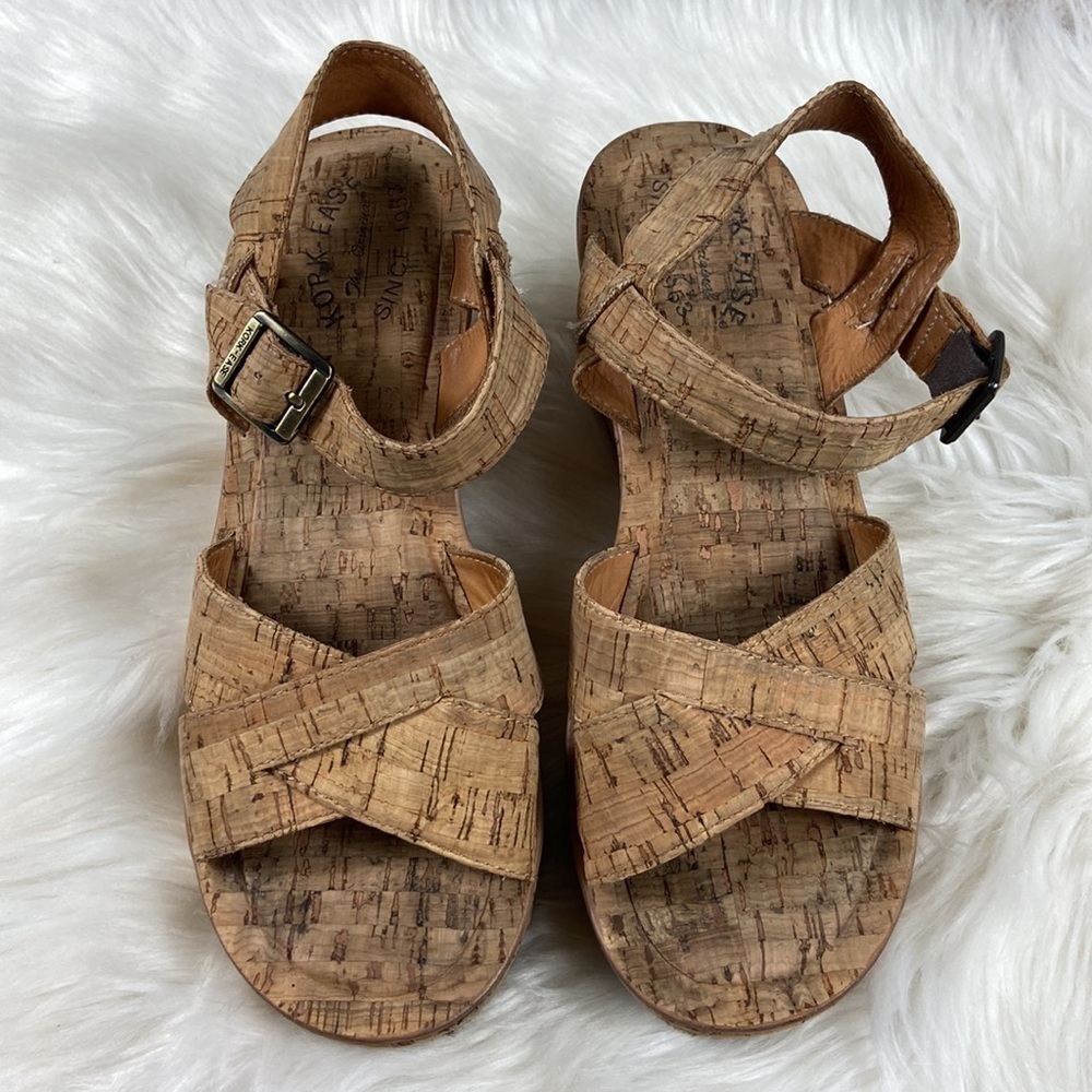 Kork-Ease Ava Cork Platform Ankle Strap Sandals 9 - Picture 3 of 11